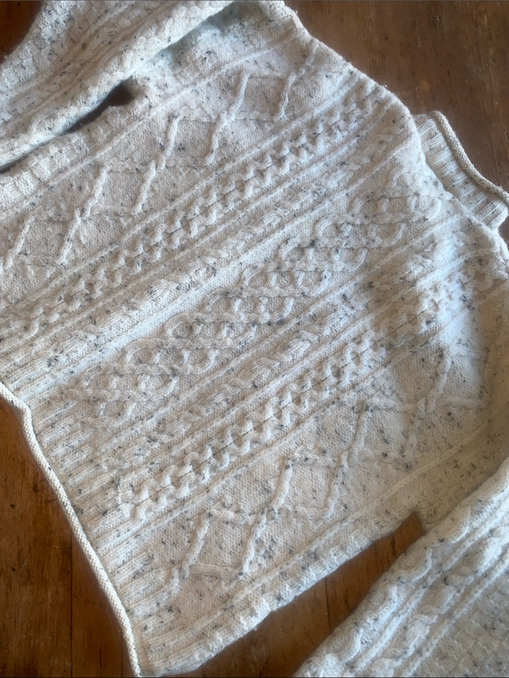 Aran Crafts Cream Speckled Cable Knit Crewneck Sweater - Picture 9 of 16